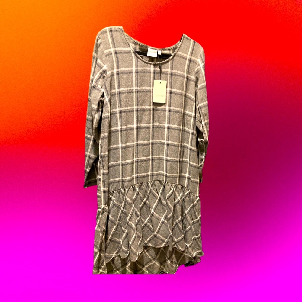 ASOS plaid hi-lo dress with long sleeves